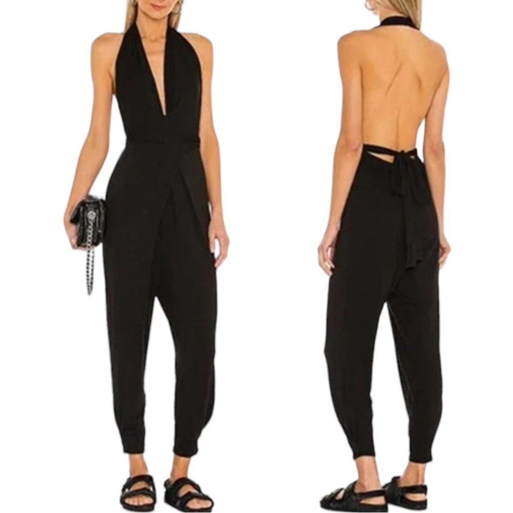 NWT Free People Sun Please Halter Jumpsuit In Black